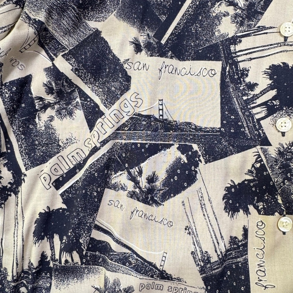 NWT Vintage Ruff Hewn Shirt Mens L Palm Springs San Francisco plant based 1990's